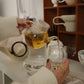Round glass teapot