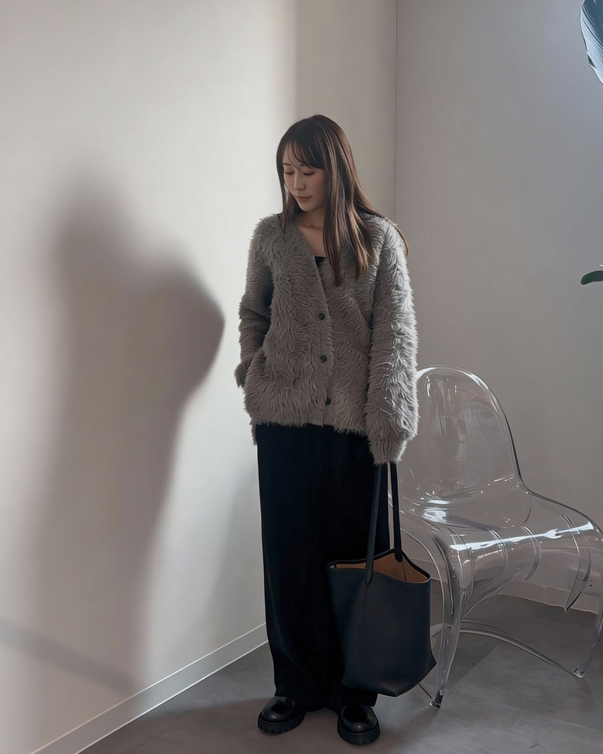 Mejular original ヘアリーニットカーディガン